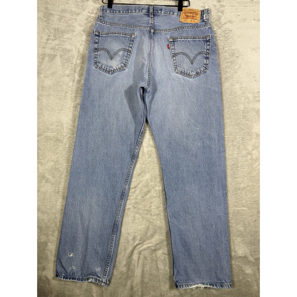 Vintage Levis 505 Jeans Denim Blue Mens 36x32 Fits 35x31 Straight Leg Light Wash - Picture 7 of 16